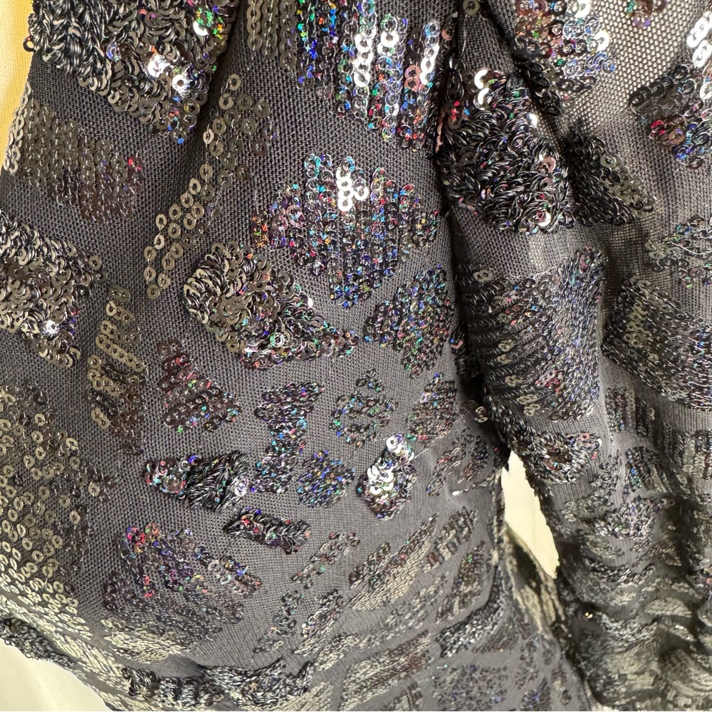 Cache Black Sequin Long Sleeve Dress Women’s 6 - Picture 4 of 5